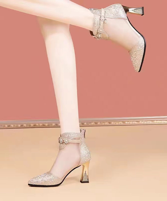 Silver High Heel Tulle Boots New Water Diamond Pointed Head RT1017