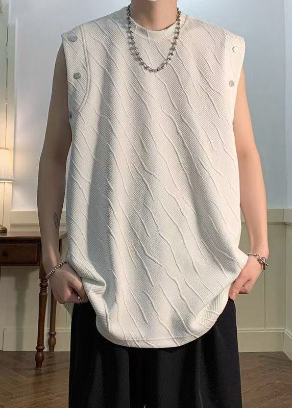 O Hals Baumwolle Shirts Ärmellose Männer Solide Einfache Schwarz T