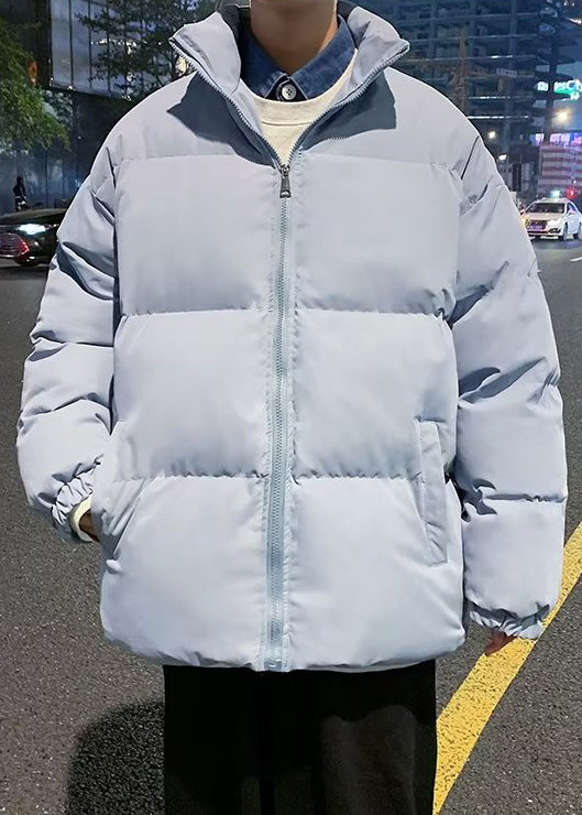 Simple Black Zip Up Pockets Solid Men Parka WinterRM012