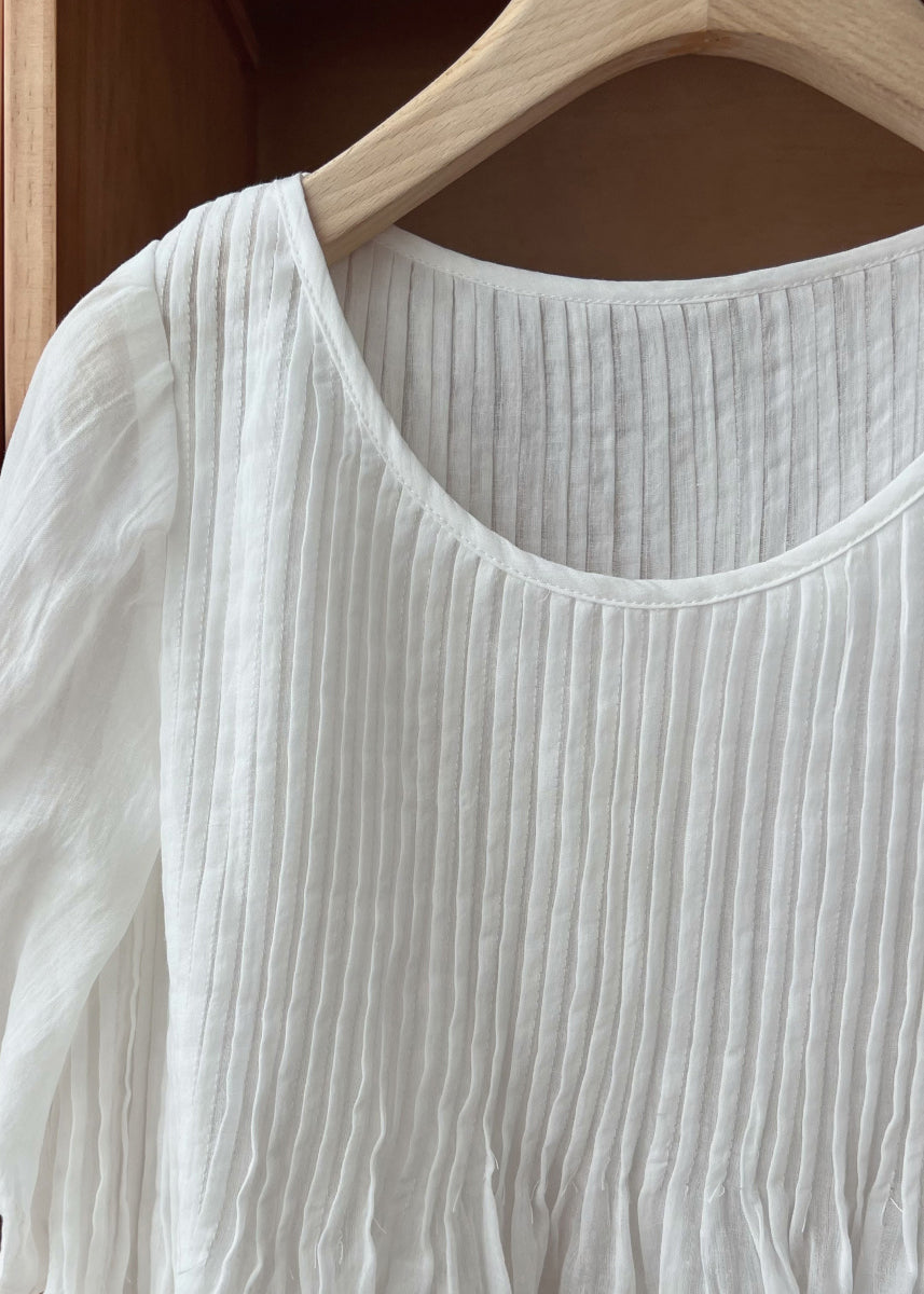 Hals Ärmel Kaffee Hemd Einfache Leinen Wrinkled O Halb