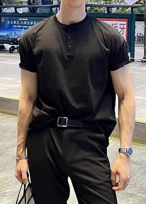 Chemise d'été grise à boutons pour homme, en coton, simple