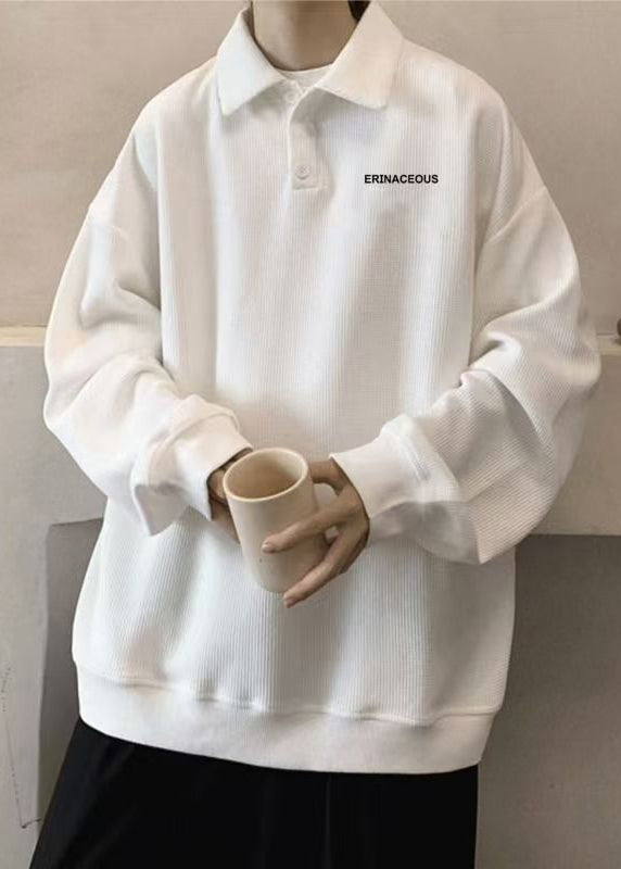 Sweatshirts TC015 Frühling Peter Kragen Grau Einfache Brief Baumwolle Pan Herren