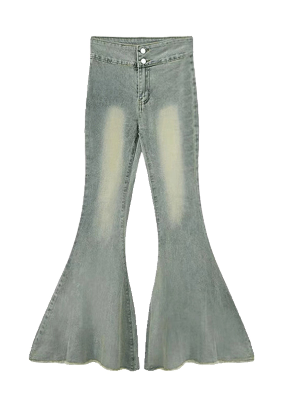 Einfache hellblaue Schlaghose mit hoher Taille und Scrunch-Denim, Frühling, YP042