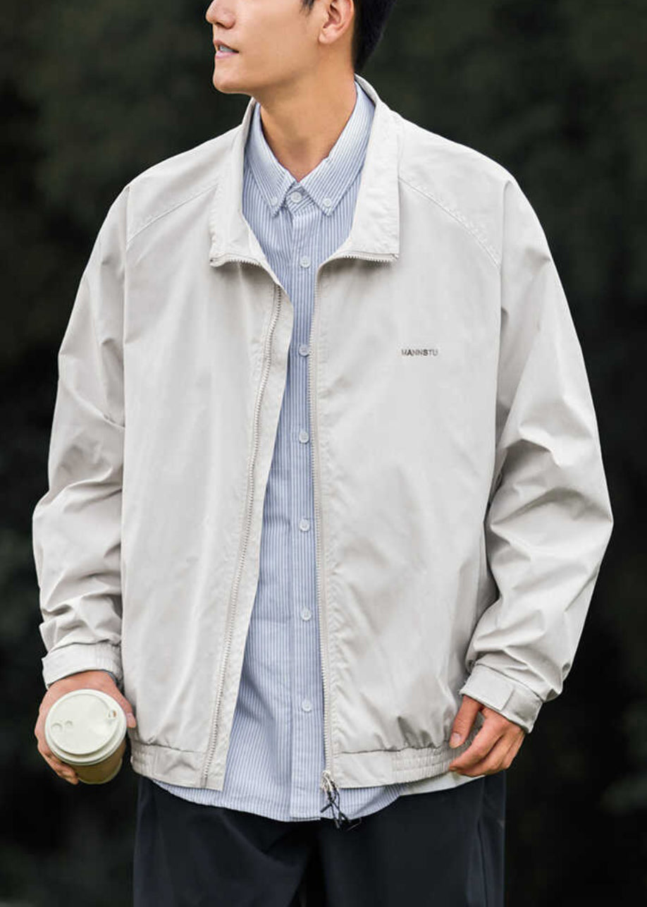Manteau en coton Peter Light Pan simple zippé pour homme, col gris