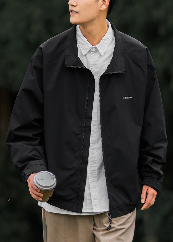 Manteau en coton Peter Light Pan simple zippé pour homme, col gris