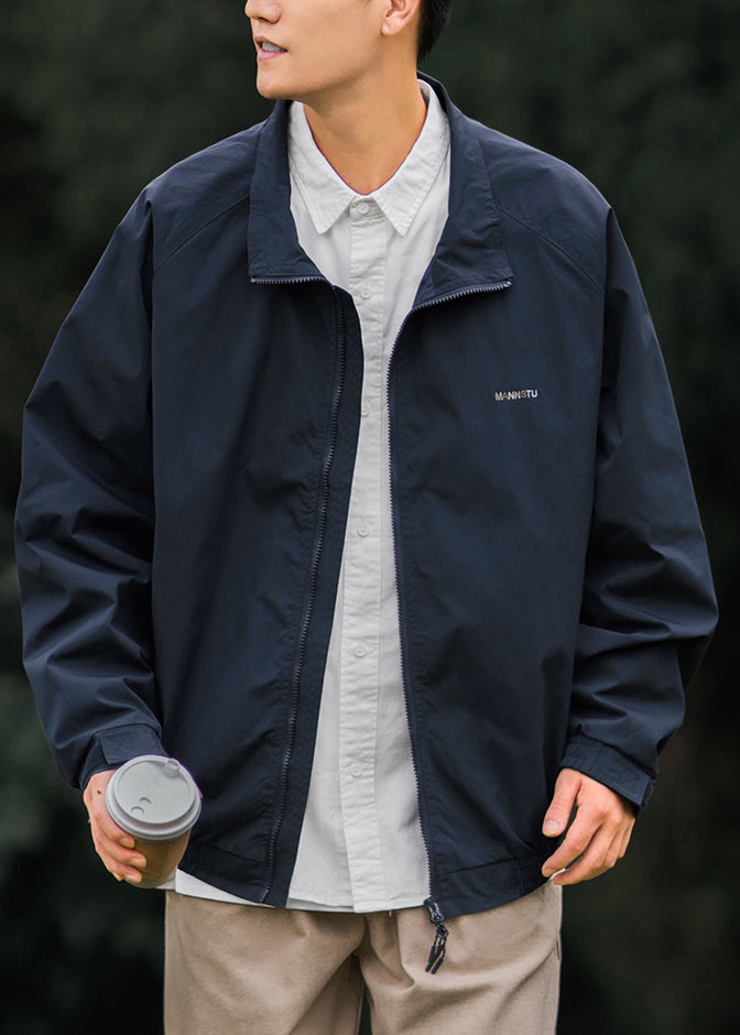 Manteau en coton Peter Light Pan simple zippé pour homme, col gris
