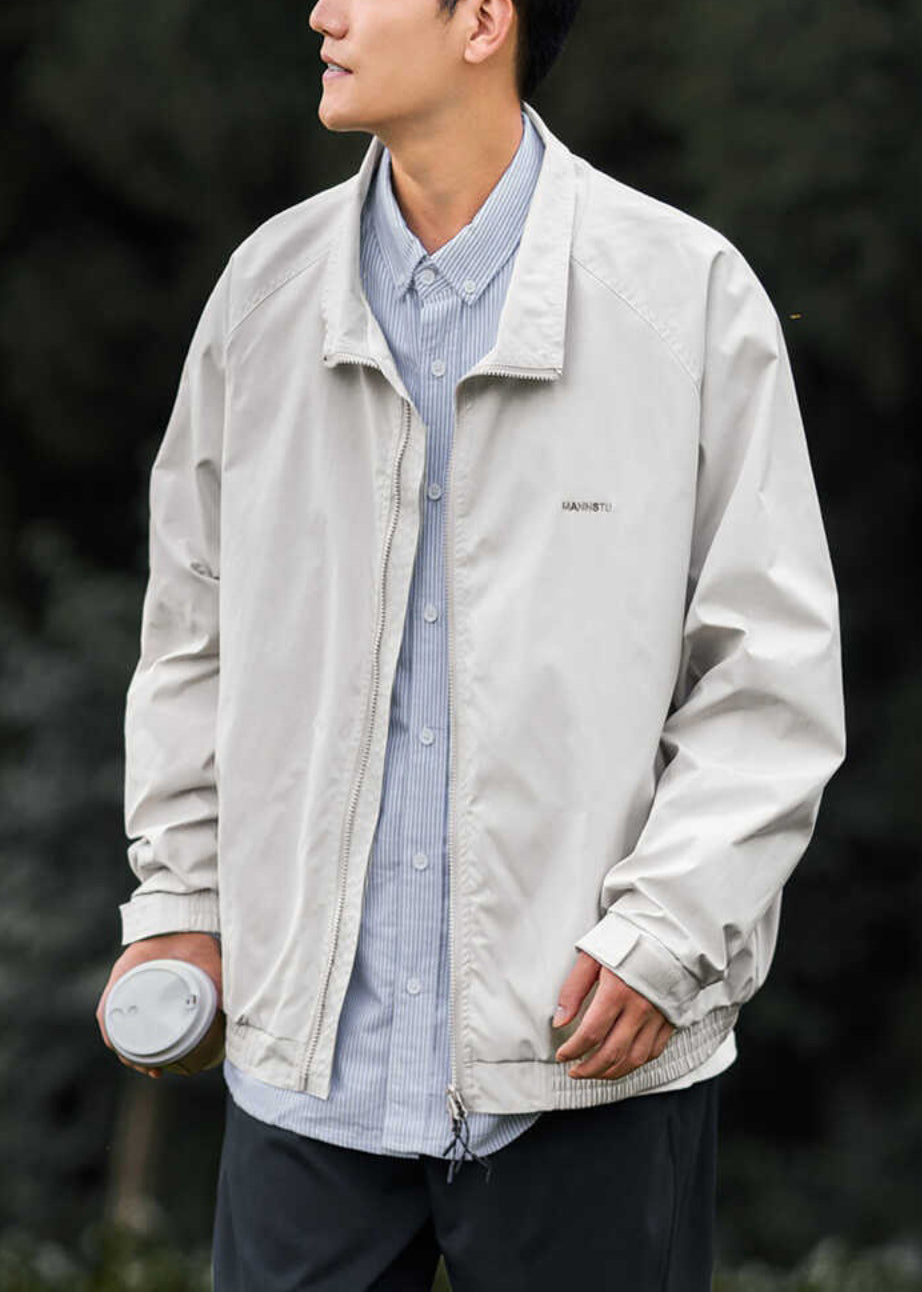 Manteau en coton Peter Light Pan simple zippé pour homme, col gris