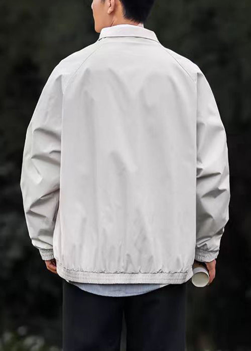 Manteau en coton Peter Light Pan simple zippé pour homme, col gris