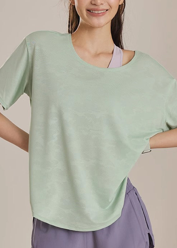 Simple Short Sleeve O-Neck Top Yoga Pink