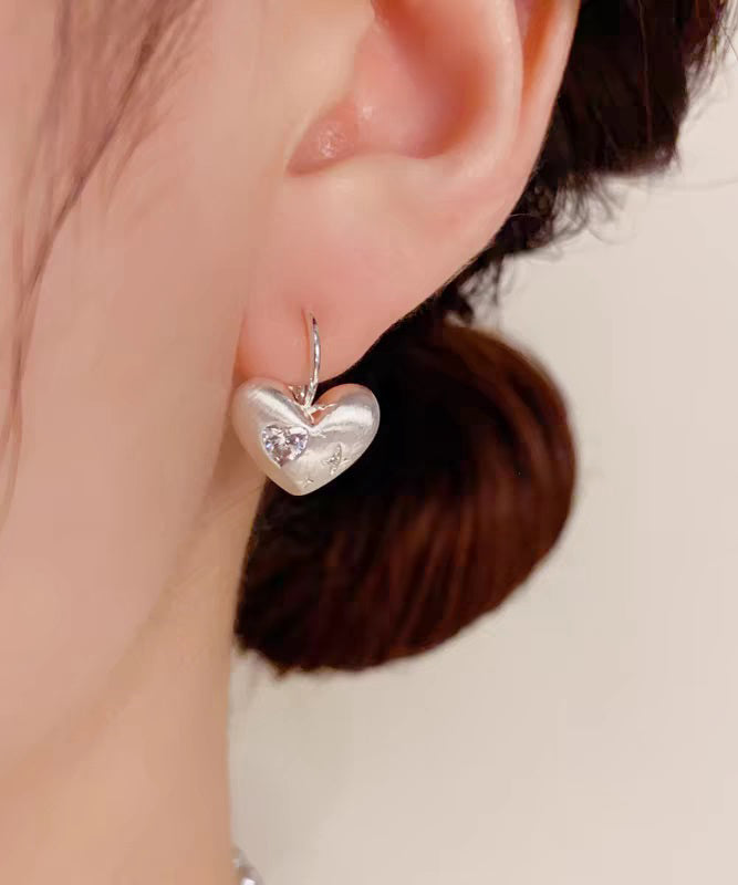 Drop Zircon Earrings Silk Simple Love Copper Alloy