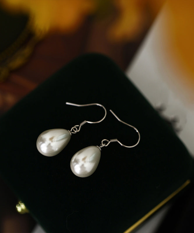 Silk Pearl Earrings Simple Silver Drop Sterling