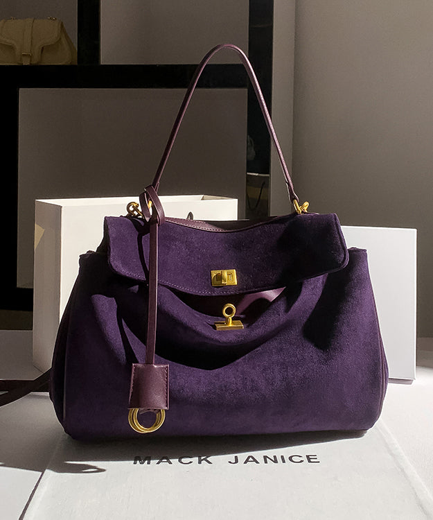 Faux Versatile Bag Capacity Simple Suede Shoulder Large Purple