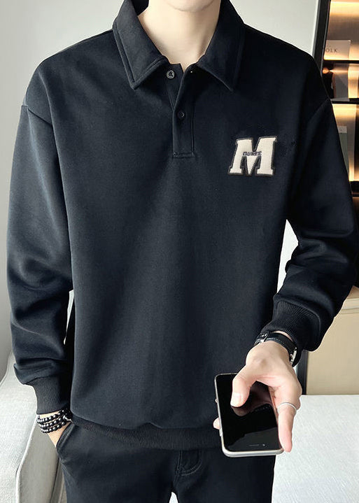 TC022 Männer Sweatshirt Warm Frühling Taste Einfache Weiß Bestickt Fleece