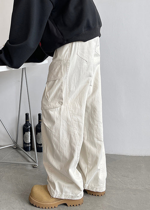 Taille Hosen Männer Elastische Weiße Spitze Taschen Up Baumwolle