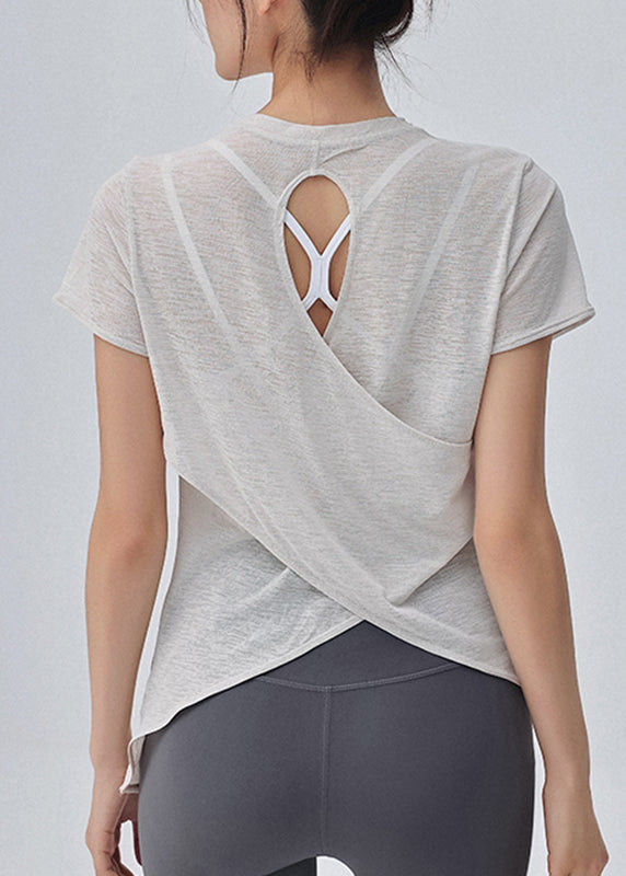 Yoga Out Sleeve Hollow White Short Top Einfach