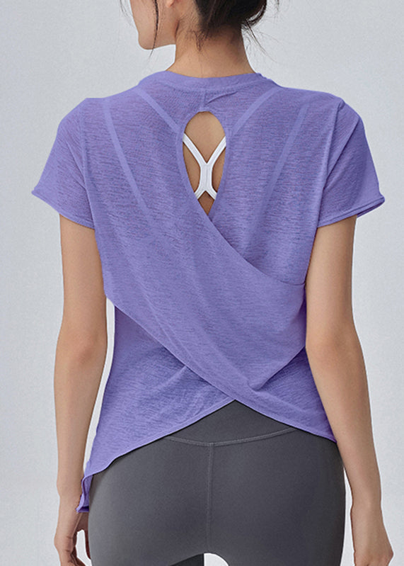 Yoga Out Sleeve Hollow White Short Top Einfach