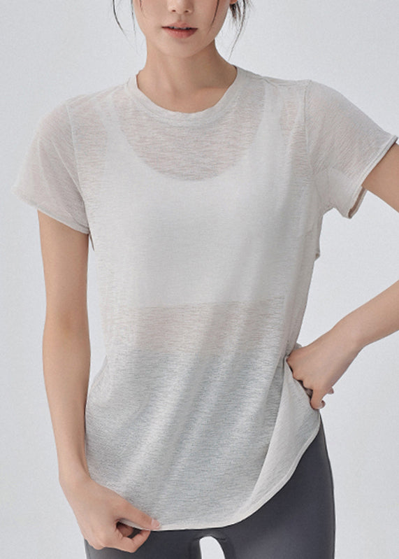 Yoga Out Sleeve Hollow White Short Top Einfach