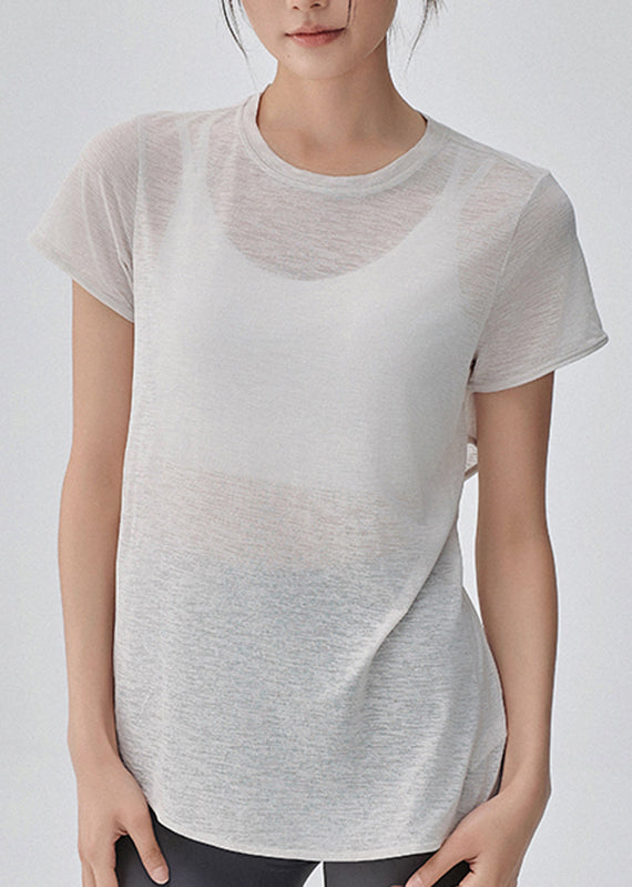 Yoga Out Sleeve Hollow White Short Top Einfach