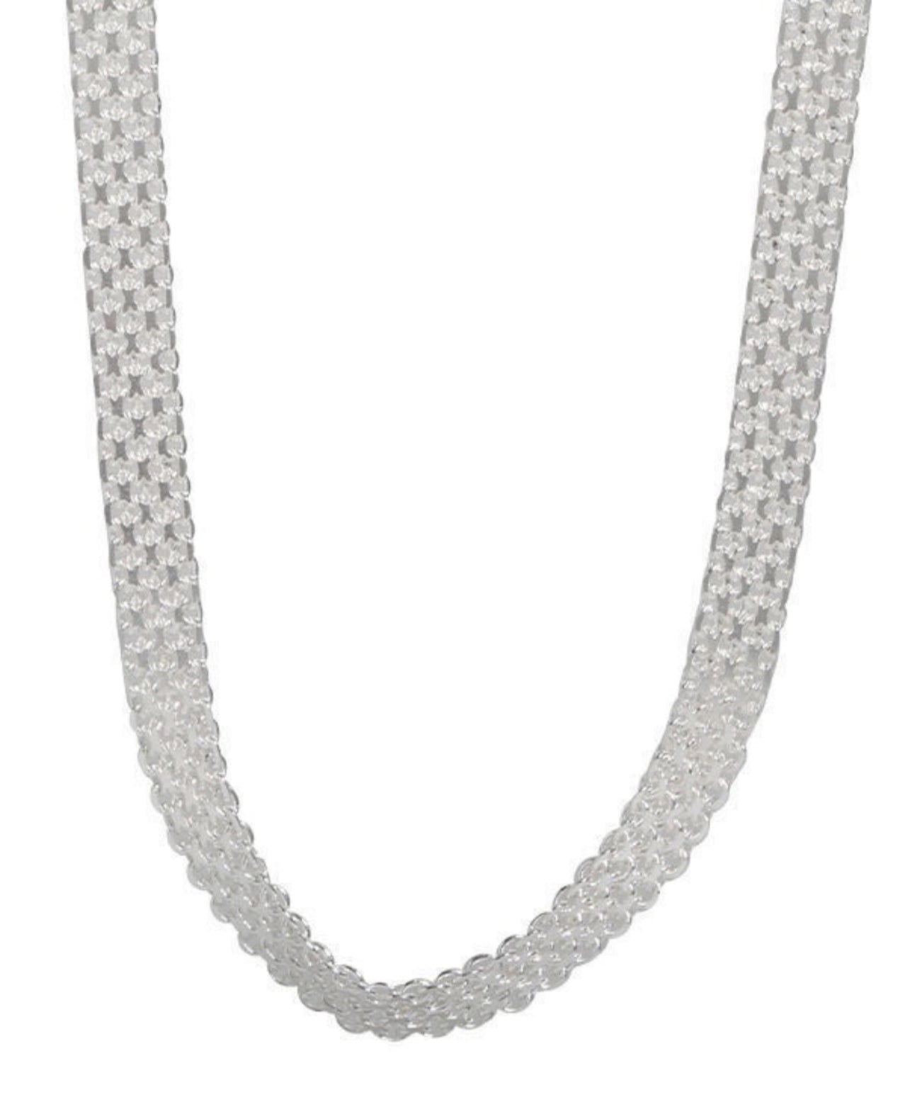 Simple White Sterling Silver Hand Woven Collar Necklace PO004