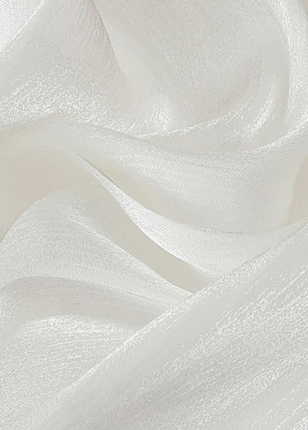 Jupe froissée simple d'été en mousseline de soie unie blanche