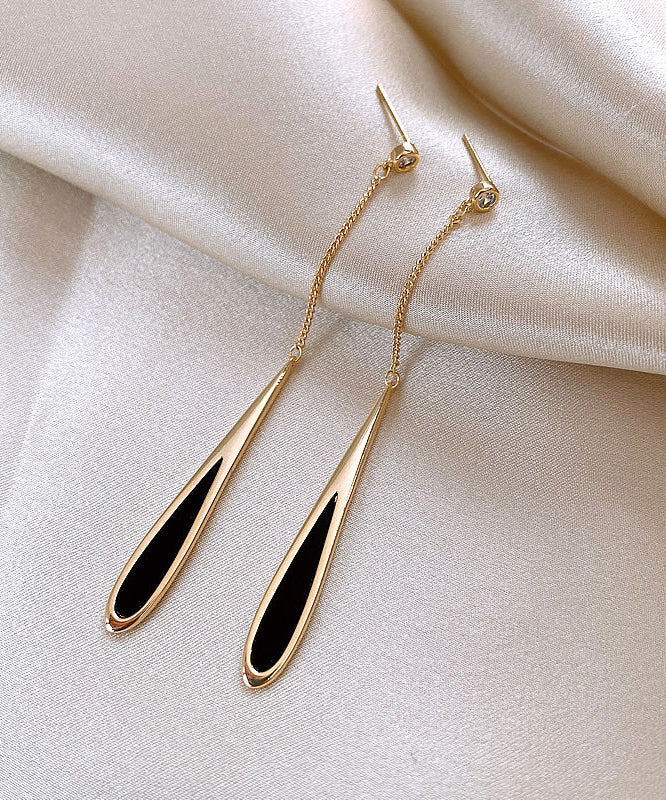 Earrings Drop Copper Alloy Black Water Skinny Gold