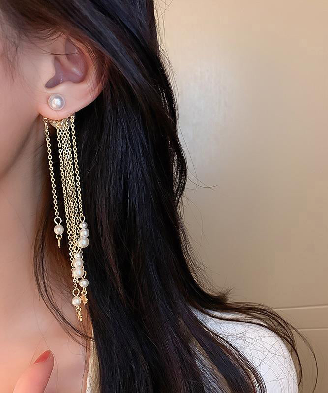 Earrings Copper Skinny Alloy Pear Gold Drop Tassel