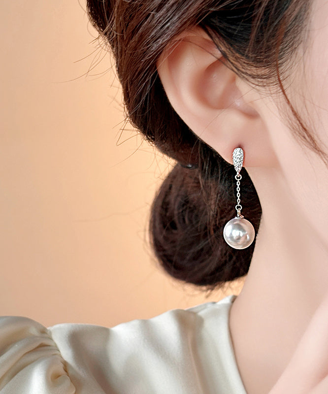 Skinny Silk Copper Alloy Pearl Tassel Stud Earrings RB020