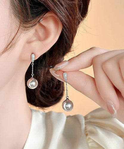 Skinny Silk Copper Alloy Pearl Tassel Stud Earrings RB020