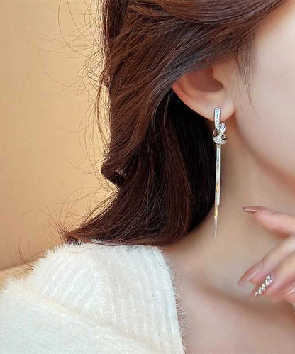 Skinny Silk Copper Alloy Tassel Drop Earrings QZ017