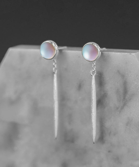 Boucles d'oreilles pendantes à pampilles en argent sterling et soie fine PO027