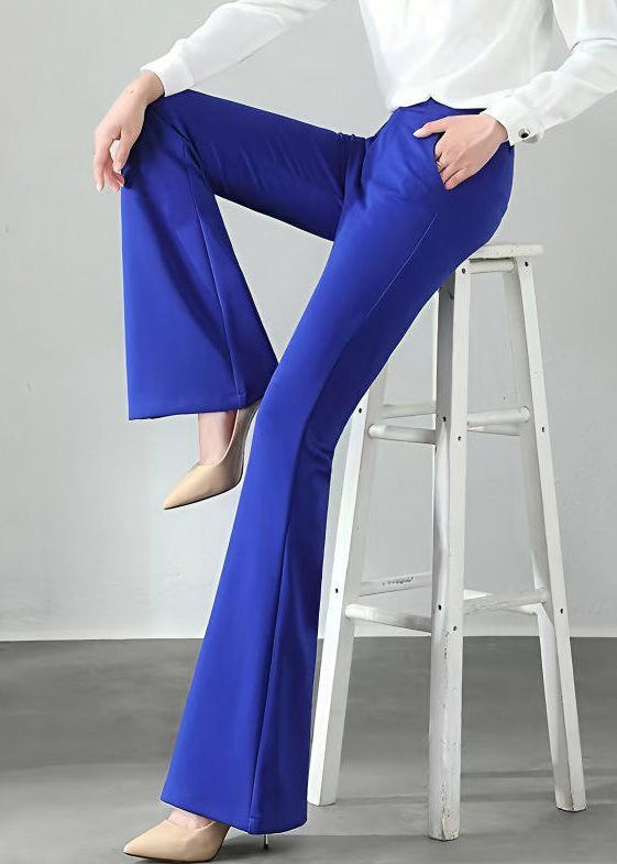 Flare Red Pockets Cotton Bottoms Fall Elastic Slim Waist Fit