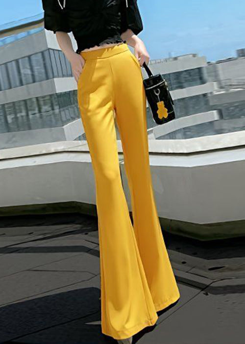 Flare Red Pockets Cotton Bottoms Fall Elastic Slim Waist Fit