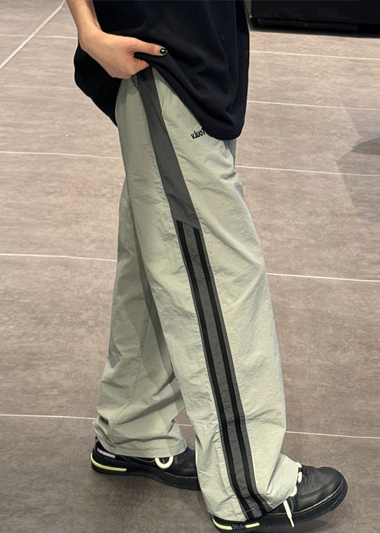 Baumwolle Taille Gestreiften Dünne Elastische Hosen Patchwork Grün Herren