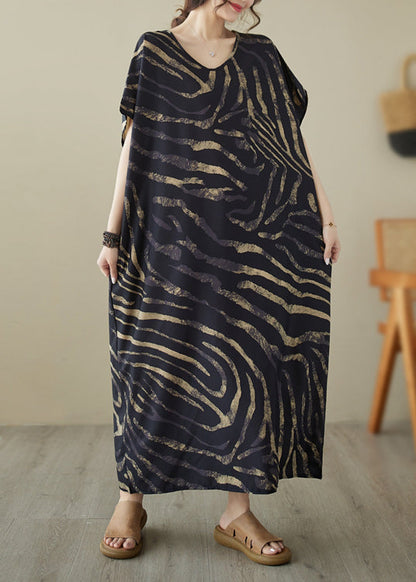 Style Black Oversized Tie Dye Cotton Dresses Summer YY021