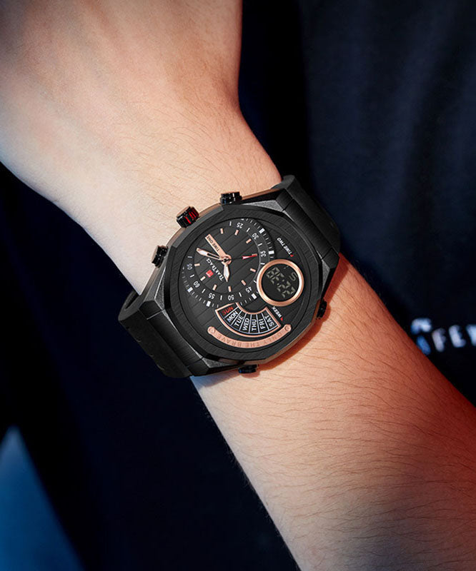 Gummi Silikon Schwarz Quarzwerk Uhren Wasserdicht Stil