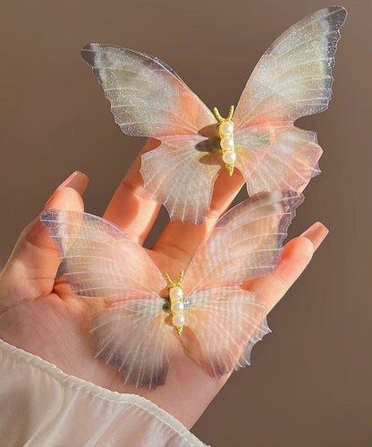 Style Blue Sterling Silver Overgild Pearl Tulle Butterfly Hairpin PO050