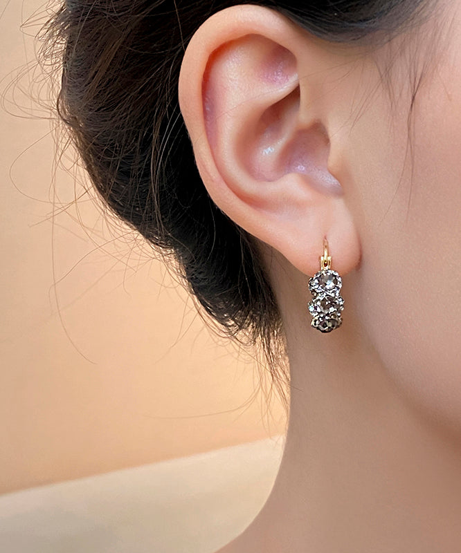 Style Coffee Copper Alloy Zircon Hoop Earrings WH006