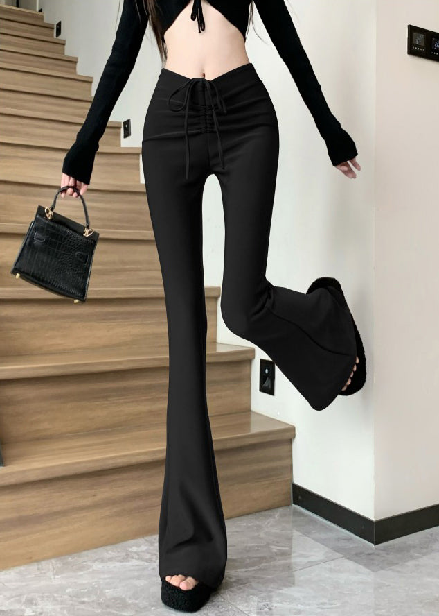 Flared Waist Style Trousers Patchwork High Summer Coffee