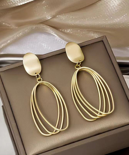 Style Gold Sterling Silver Overgild Oval Drop Earrings GH1063