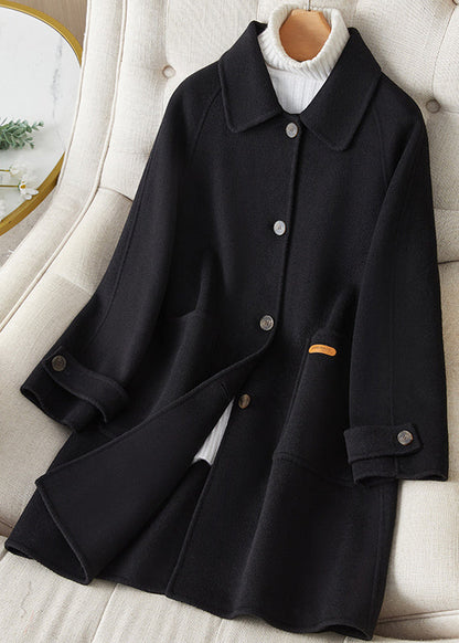 Style Green Peter Pan Collar Pockets Button Woolen Coat Winter RS032