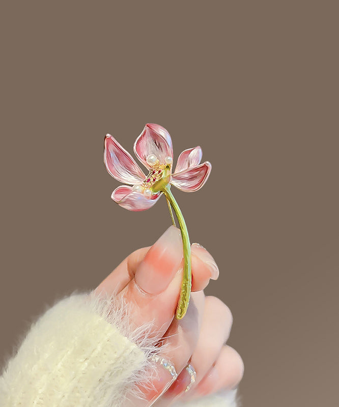 Style Pink Copper Alloy Lotus Hairpin TS019