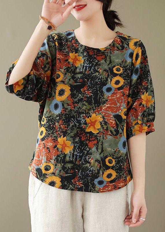 O-Ausschnitt Tops Print Rot Style Sommer