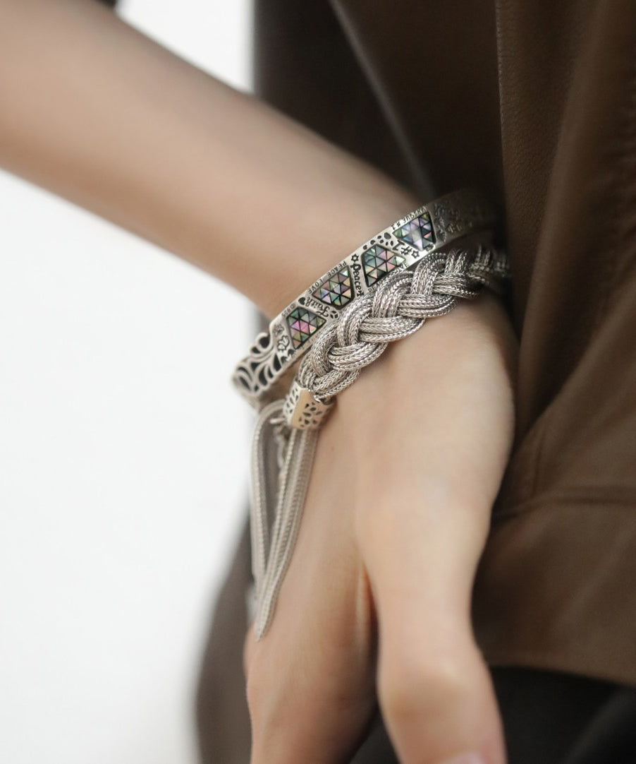 Style Silk Sterling Silber gewebtes Quasten-Charm-Armband TX049