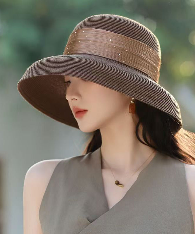Stylish Woven Beige Straw Hat Floppy Sun Breathable