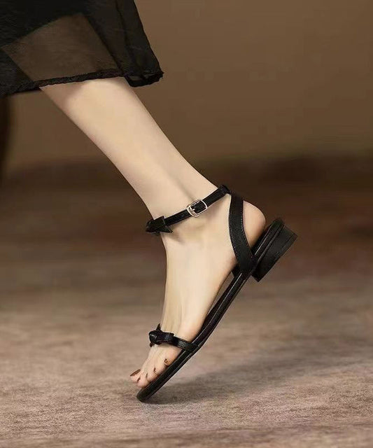 Stylish Black Splicing Bow Buckle Strap Peep Toe Sandals OI070