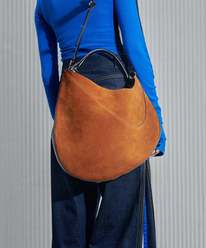 Stylish Brown Asymmetrical Large Capacity Suede Messenger Bag RB030