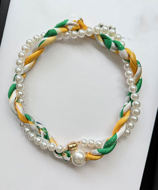Green Beading Pearl Bracelet Alloy Stylish Silk