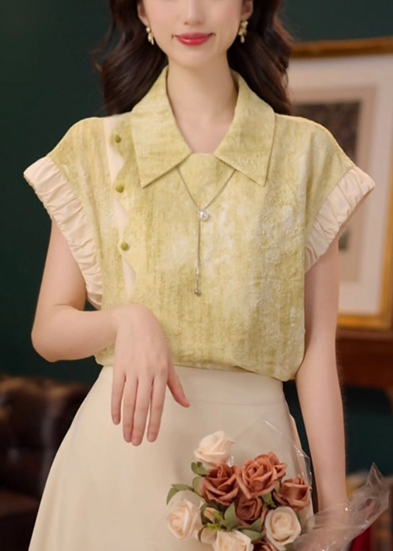Shirt Collar Summer Patchwork Pan Stylish Peter Green Cotton