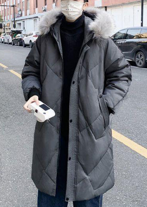 Stylish Grey Fur Collar Pockets Duck Down Men Down Coats Winter RJ015