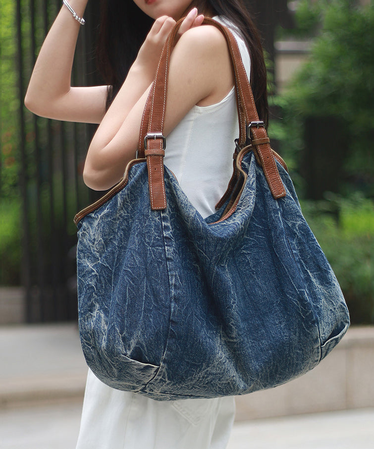 Stylish Large Capacity Blue Denim Satchel Bag Handbag MM059